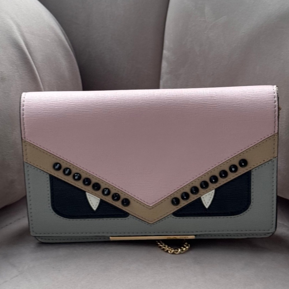 Fendi Monster Crossbody Stylish Pink and Gray Women's Bag Collectors Piece FIRM